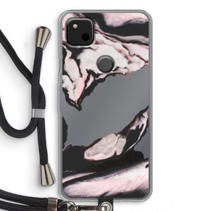 Roze stroom: Pixel 4a Transparant Hoesje met koord