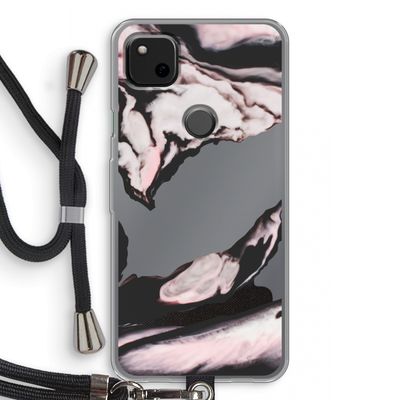 Roze stroom: Pixel 4a Transparant Hoesje met koord
