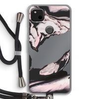 Roze stroom: Pixel 4a Transparant Hoesje met koord