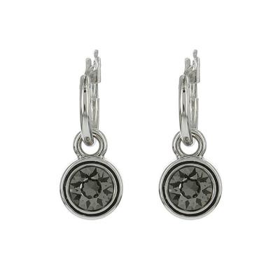 Biba Hang Oorbellen met Swarovski Steentje Silver Night