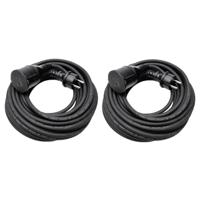 Verlengsnoer rubber - 2x - 15 meter - spatwaterdicht IP44 - 3500W - 3-polig