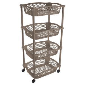 Keuken opberg trolleys/roltafels met 4 manden 86 cm taupe/beige