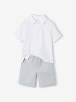 Jongensset met short en polo groen, gestreept