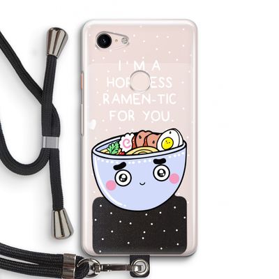 I'm A Hopeless Ramen-Tic For You: Pixel 3 Transparant Hoesje met koord