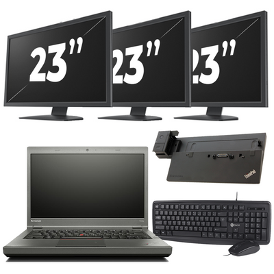 Lenovo ThinkPad T440 - Intel Core i5-4e Generatie - 14 inch - 8GB RAM - 256GB SSD - Windows 11 Home + 3x 23 inch Monitor Lenovo ThinkPad T440 - Intel Core i5-4e Generatie - 14 inch - 8GB RAM - 256GB SSD - Windows 11 Home + 3x 23 inch Monitor