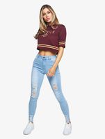 Sik Silk / t-shirt Mesh Crop in rood - thumbnail