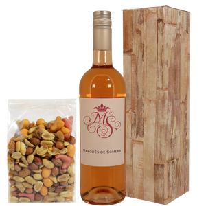 Rosé wijn Marqués + zoutjes 300 gram borrelmix