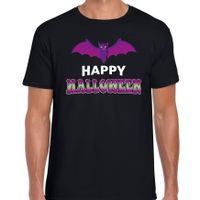 Vleermuis / happy halloween verkleed t-shirt zwart voor heren - thumbnail