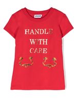 Moschino Kids t-shirt Handle With Care - Rouge - thumbnail