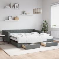 Slaapbank onderschuifbed en lades 100x200 cm stof donkergrijs