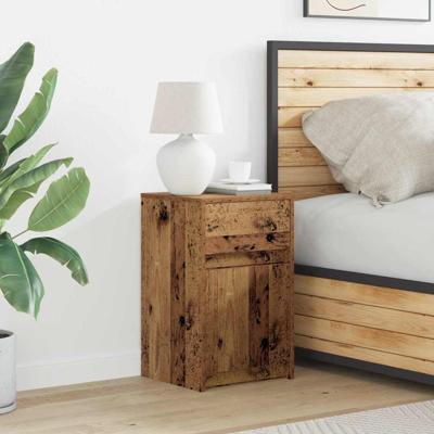 LED Bedside Kast met lade Oud hout 38 x 34 x 61 cm Spaanplaat