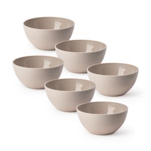 Plasticforte Schaaltjes - 6x stuks - kunststof - kommetjes - dessert/ontbijt - D14 x H6 cm - taupe