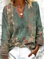 Loose V Neck Ethnic Top - thumbnail