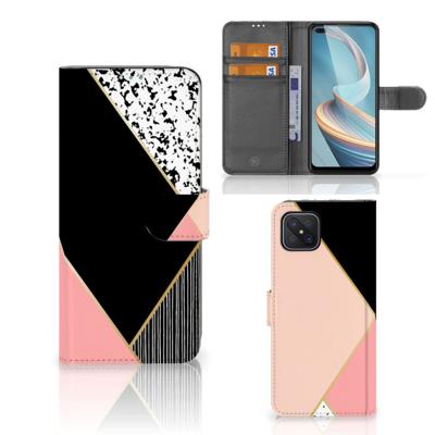 OPPO Reno4 Z | Book Case | Zwart Roze Vormen
