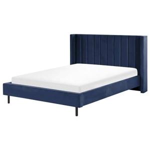 Beliani - VILLETTE - Tweepersoonsbed - Blauw - 160 x 200 cm - Fluweel