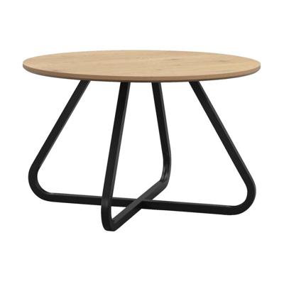 Leen Bakker - Eettafel Brigitte Rond - Naturel/zwart - 75Ø120 Cm - MDF - Bruin