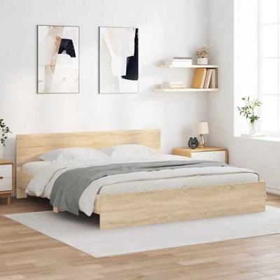 Bedframe met hoofdeinde sonoma eikenkleurig 160x200 cm