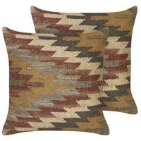 Beliani-DEEPOR-Sierkussen set van 2-Multicolor-45 x 45 cm-Jute - thumbnail