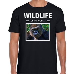 Aap / Gorilla t-shirt met dieren foto wildlife of the world zwart voor heren