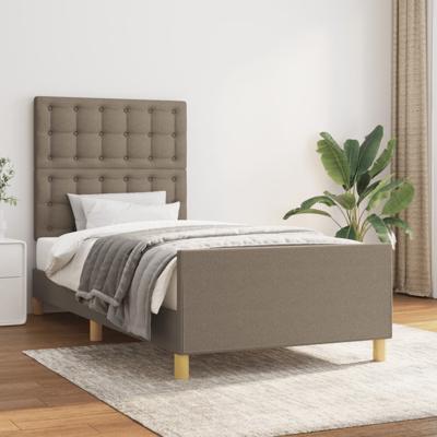Bedframe met hoofdeinde stof taupe 90x190 cm