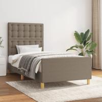 Bedframe met hoofdeinde stof taupe 90x190 cm