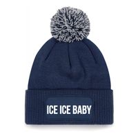 Ice ice baby muts met pompon unisex one size - Navy - thumbnail