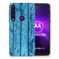 Motorola One Macro | Bumper Hoesje | Wood Blue