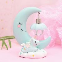 Maan hars cartoon romantische slaapkamer decor nacht lamp Baby Kids verjaardag Xmas Gift (blauw)