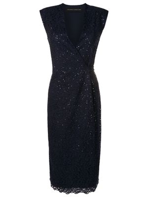 Gloria Coelho robe mi-longue brodée de sequins à design sans manches - Bleu