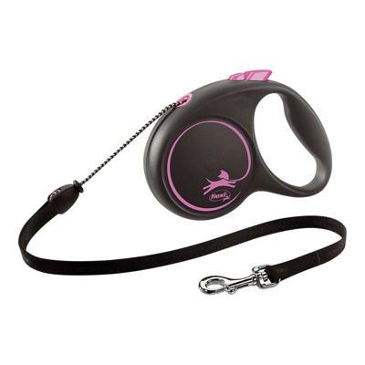 Hondenriem Flexi BLACK DESIGN 5 m Roze Maat XS