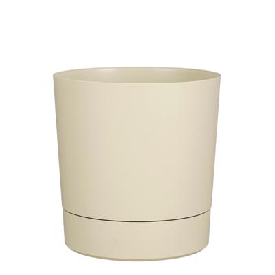Mica Decorations Bloempot Coco - met onderschaal - beige - H24 x D23 cm - kunststof - buiten planten