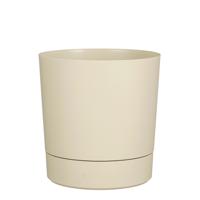 Mica Decorations Bloempot Coco - met onderschaal - beige - H24 x D23 cm - kunststof - buiten planten
