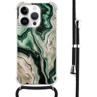 iPhone 14 Pro Max hoesje met koord - Green waves