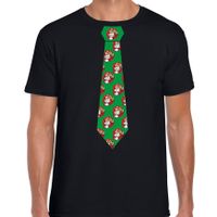 Stropdas Kerst t-shirt kerstman met bier zwart voor heren - thumbnail