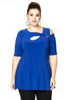 Yoek Tunic flare asymmetric | Blauw | Maat 50/52