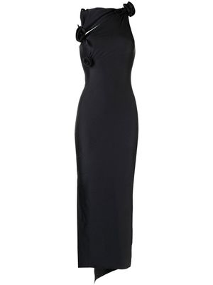 Coperni robe longue à fleurs appliquées - Noir