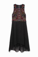 Mouwloze jurk met borduursels - BLACK - XL