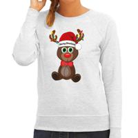 Foute Kersttrui/sweater voor dames - Merry Christmas - grijs - kerst rendier - kerst cadeau - thumbnail