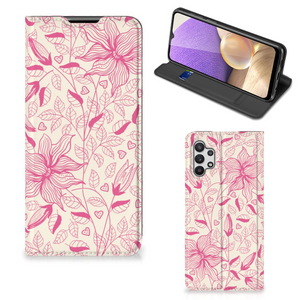 Samsung Galaxy A32 5G Smart Cover Pink Flowers