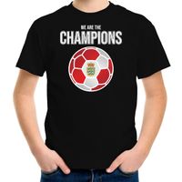 Denemarken EK/ WK supporter t-shirt we are the champions met Deense voetbal zwart kinderen - thumbnail