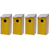 4x Houten vogelhuisjes/nestkastjes gele voorzijde 26 cm - thumbnail
