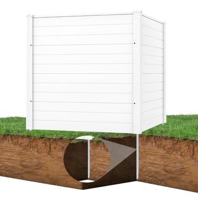 Tweedelige Schermhek 123 x 123 cm PVC-tuinhek met 3 Gegalvaniseerde Metalen Grondankers-Wit