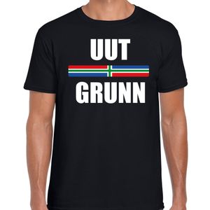Gronings dialect shirt Uut grunn met Groningense vlag zwart voor heren 2XL  -