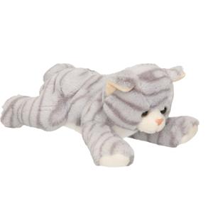 Pluche poes/kat knuffel - grijs - 25 cm - speelgoed knuffels