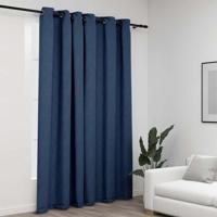 VidaXL Gordijn linnen-look verduisterend met ogen 290x245 cm blauw