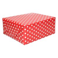 Rood cadeaupapier met witte stip 70 x 200 cm   - - thumbnail