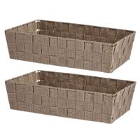 Set van 2x stuks kast/badkamer opbergmandjes beige 34 x 21 x 8,5 cm