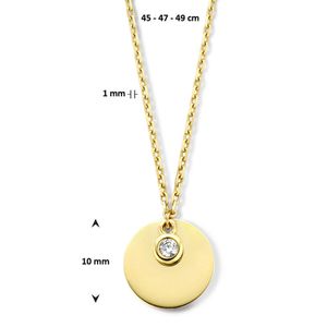 Ketting Graveerplaatje Geboortesteen April geelgoud-zirconia wit 45-49 cm