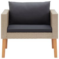 The Living Store Loungebank - Beige - 76x67x60 cm - PE-rattan - gepoedercoat staal - thumbnail