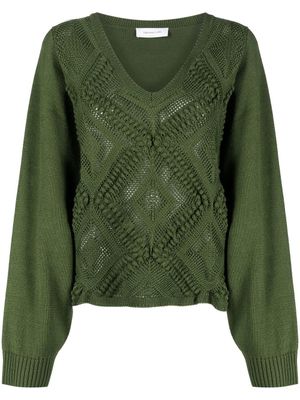 Fabiana Filippi pull texturé à col v - Vert